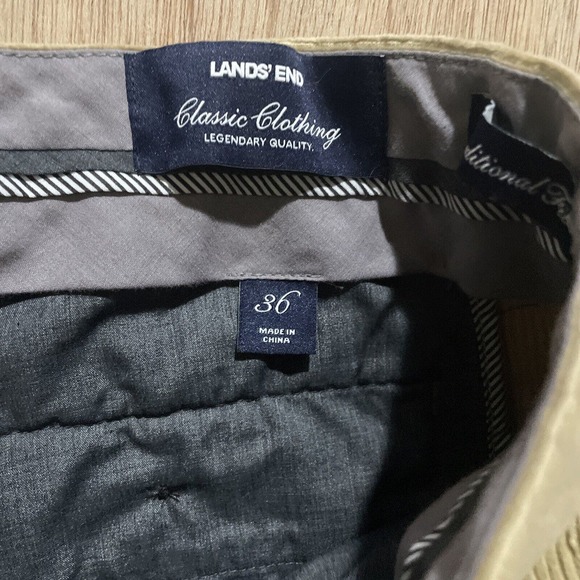 Mens Lands End Brown Corduroy Pants Size 36 Straight Leg Pocket Traditional Fit - Picture 3 of 6